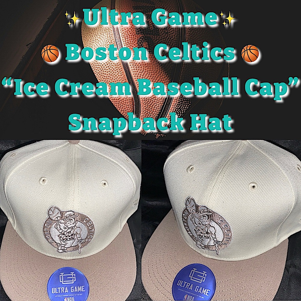 ✨🏀ULTRA GAME - Boston Celtics “The Ice Cream Baseball Cap” SnapBack Hat✨NWT✨